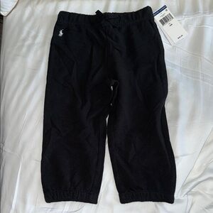 Ralph Lauren Kids Black Cotton Joggers with Polo Pony Embroidery